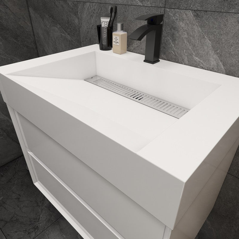 Max 30" Wall Mounted Bathroom Vanity with Reinforced Acrylic Integrated Sink Top