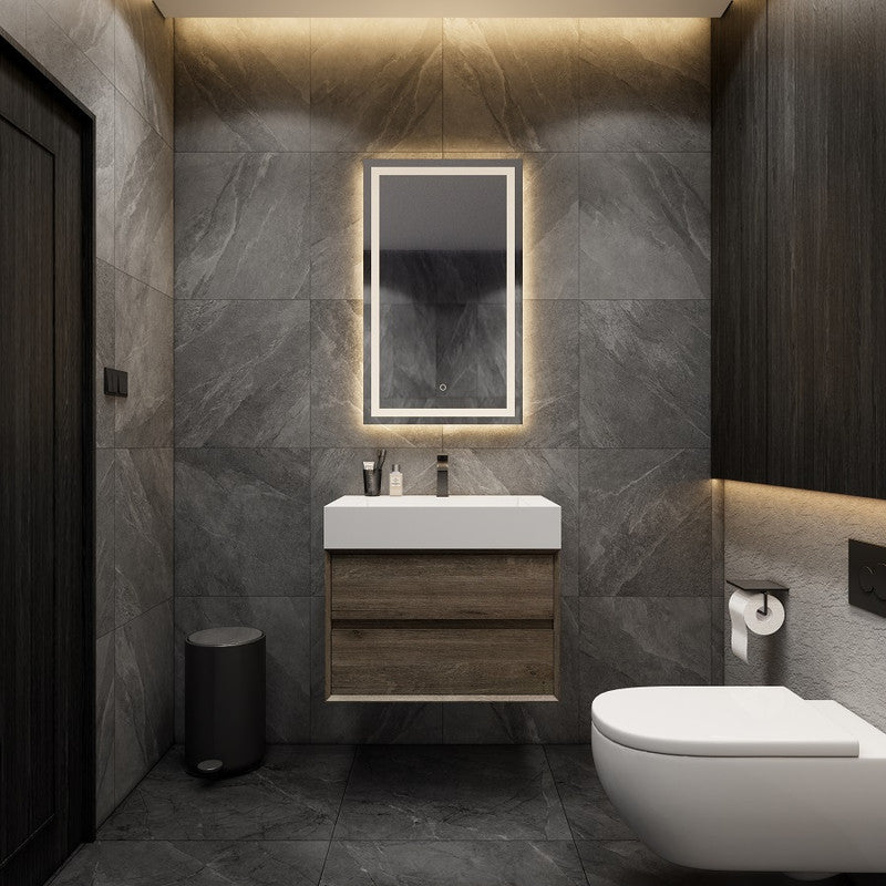 Max 30" Wall Mounted Bathroom Vanity with Reinforced Acrylic Integrated Sink Top