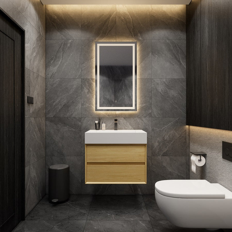 Max 30" Wall Mounted Bathroom Vanity with Reinforced Acrylic Integrated Sink Top