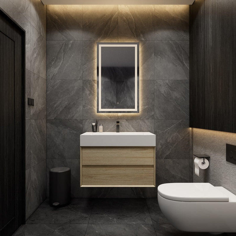 Max 36" Wall Mounted Bathroom Vanity with Reinforced Acrylic Integrated Sink Top