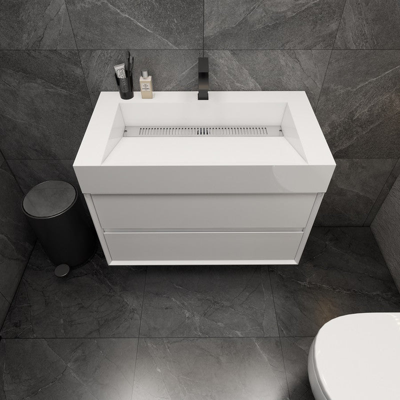 Max 36" Wall Mounted Bathroom Vanity with Reinforced Acrylic Integrated Sink Top