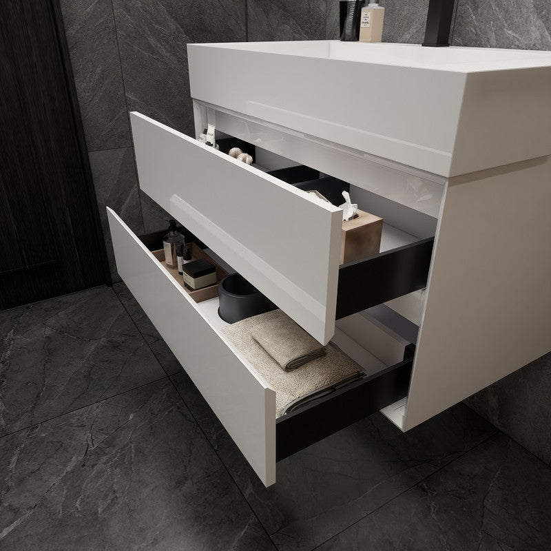 Max 36" Wall Mounted Bathroom Vanity with Reinforced Acrylic Integrated Sink Top