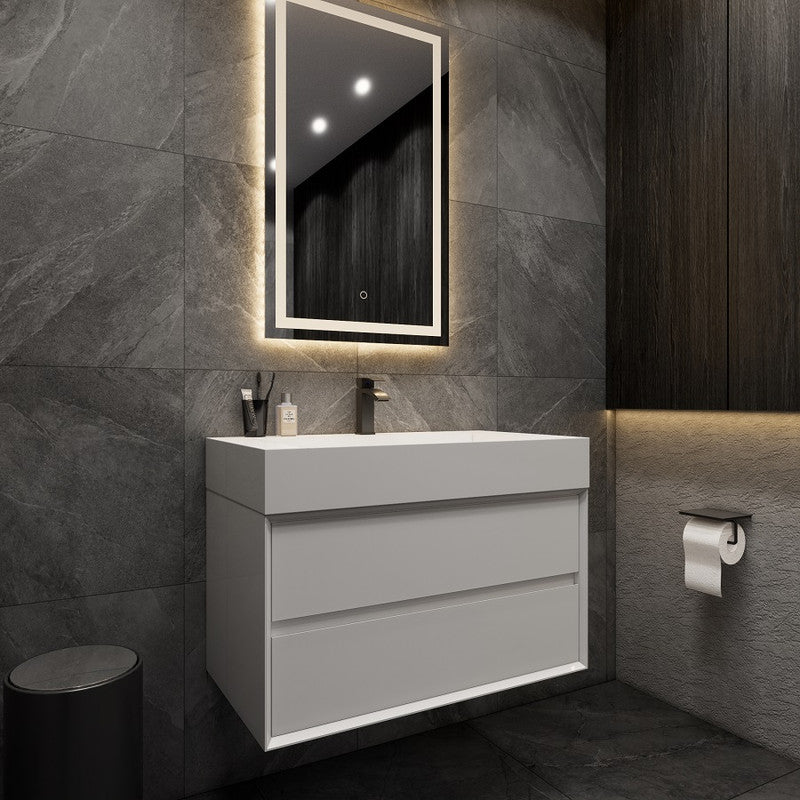 Max 36" Wall Mounted Bathroom Vanity with Reinforced Acrylic Integrated Sink Top