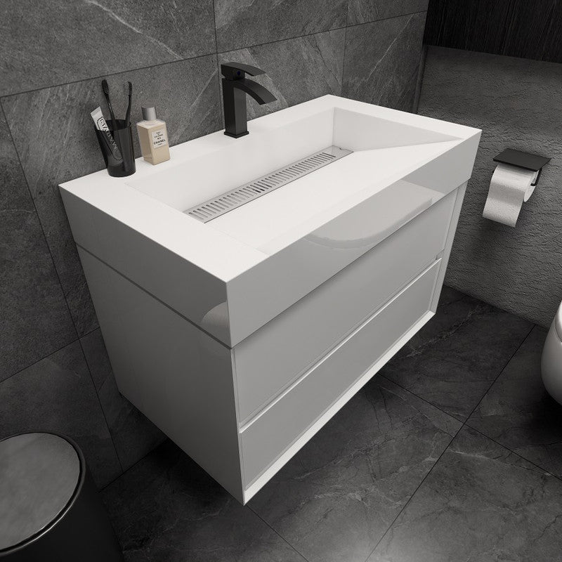 Max 36" Wall Mounted Bathroom Vanity with Reinforced Acrylic Integrated Sink Top