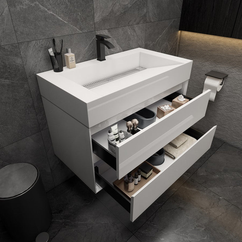 Max 36" Wall Mounted Bathroom Vanity with Reinforced Acrylic Integrated Sink Top