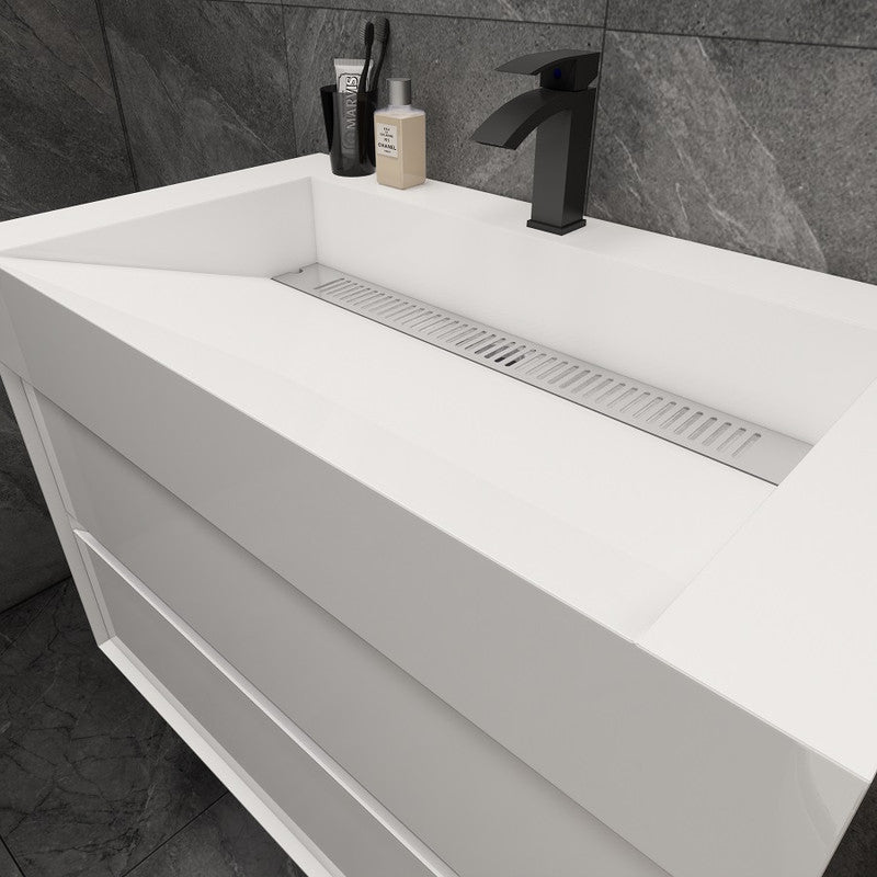 Max 36" Wall Mounted Bathroom Vanity with Reinforced Acrylic Integrated Sink Top
