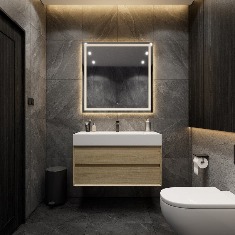 Max 42" Wall Mounted Bathroom Vanity with Reinforced Acrylic Integrated Sink Top