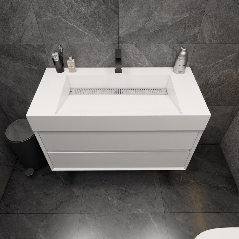 Max 42" Wall Mounted Bathroom Vanity with Reinforced Acrylic Integrated Sink Top
