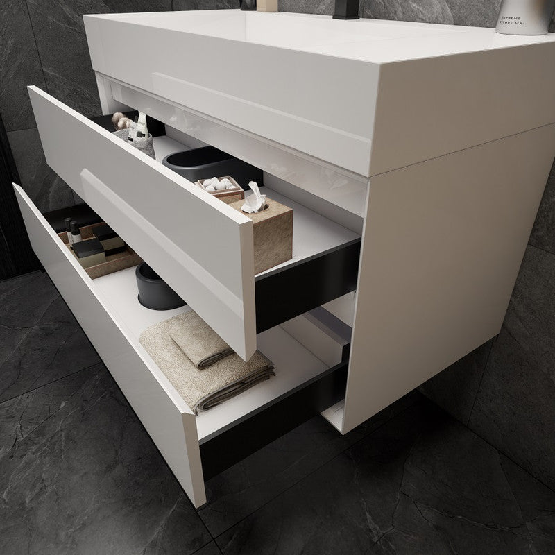 Max 42" Wall Mounted Bathroom Vanity with Reinforced Acrylic Integrated Sink Top