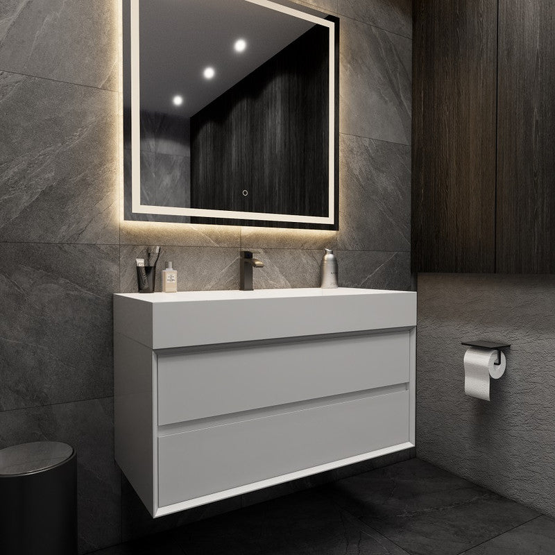 Max 42" Wall Mounted Bathroom Vanity with Reinforced Acrylic Integrated Sink Top