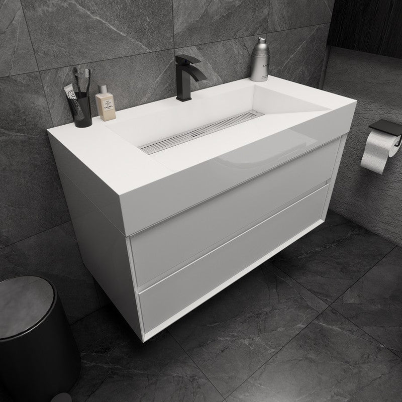 Max 42" Wall Mounted Bathroom Vanity with Reinforced Acrylic Integrated Sink Top