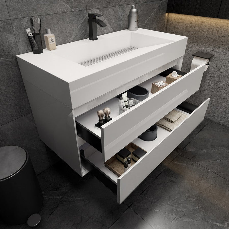 Max 42" Wall Mounted Bathroom Vanity with Reinforced Acrylic Integrated Sink Top