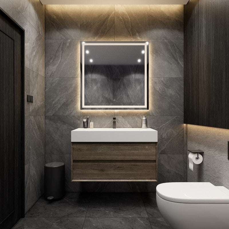 Max 42" Wall Mounted Bathroom Vanity with Reinforced Acrylic Integrated Sink Top