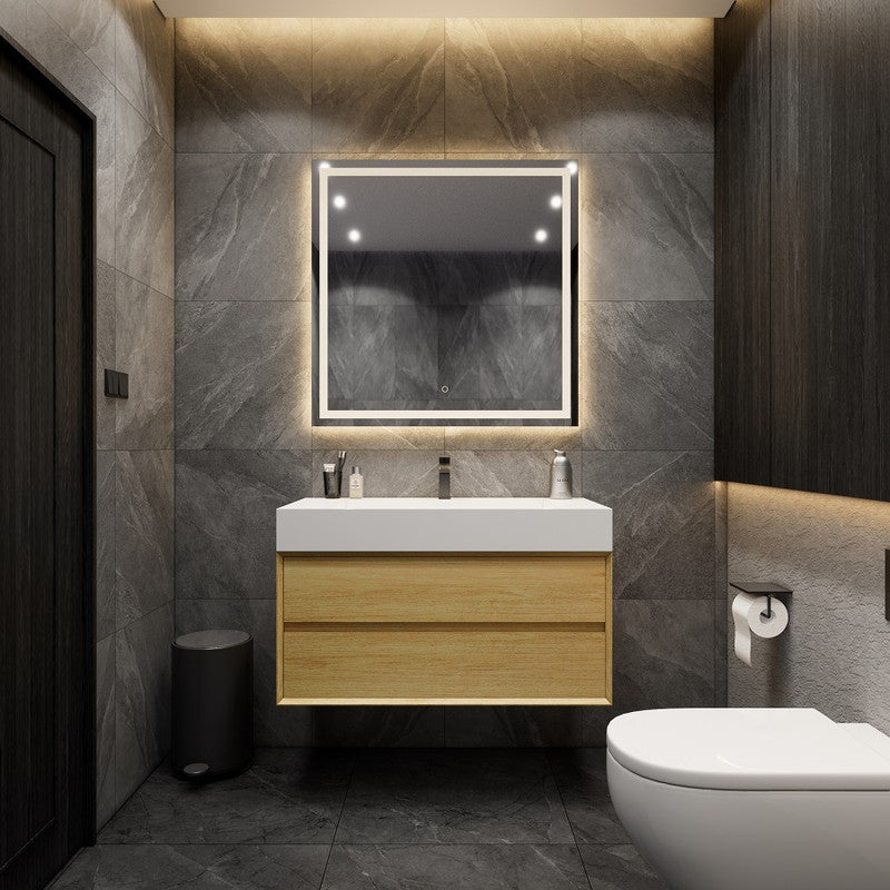 Max 42" Wall Mounted Bathroom Vanity with Reinforced Acrylic Integrated Sink Top