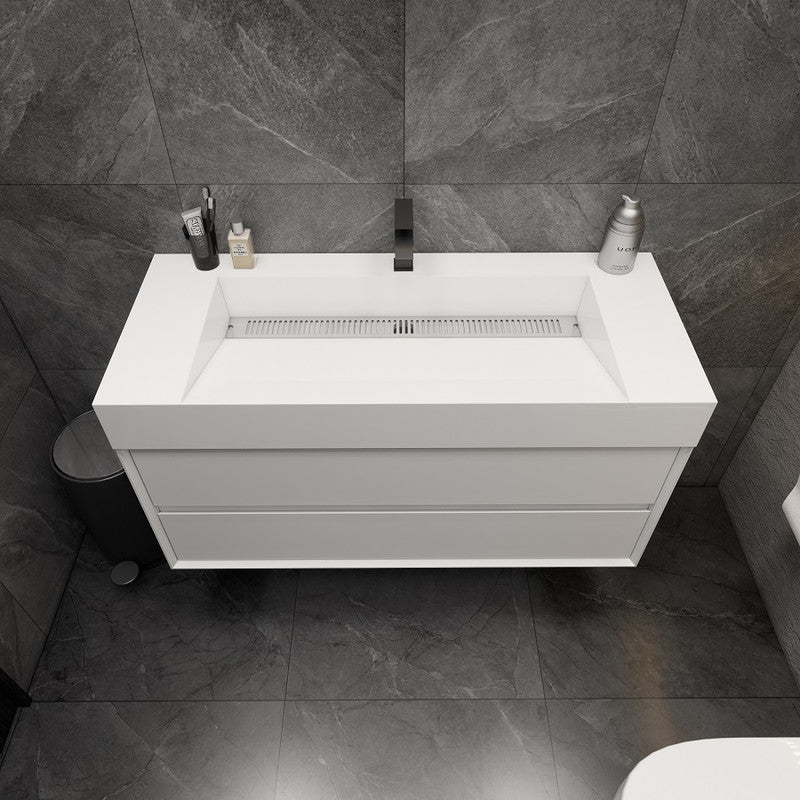 Max 48" Wall Mounted Bathroom Vanity with Reinforced Acrylic Integrated Sink Top