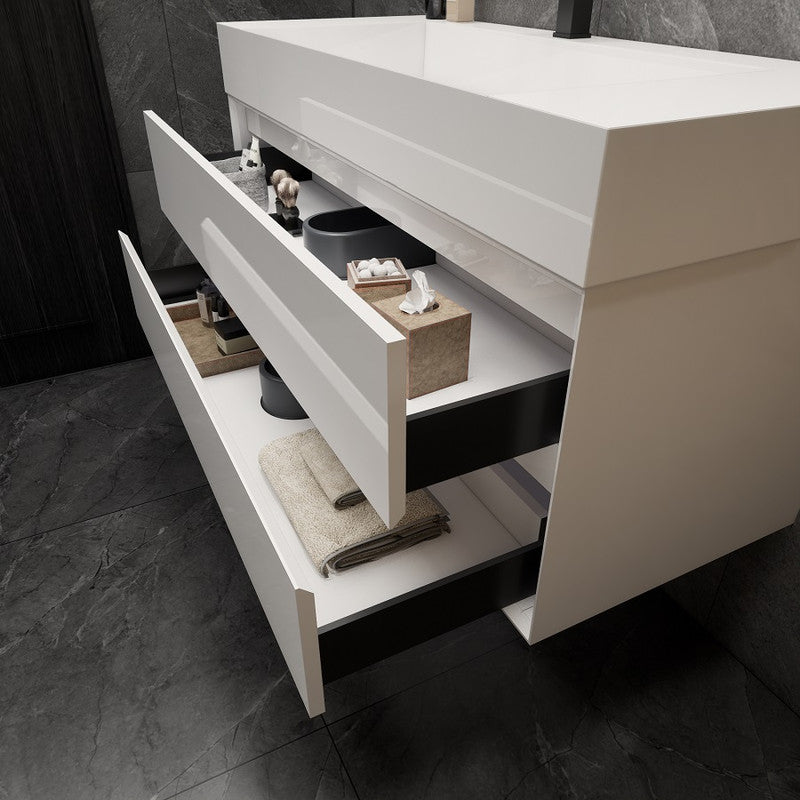 Max 48" Wall Mounted Bathroom Vanity with Reinforced Acrylic Integrated Sink Top