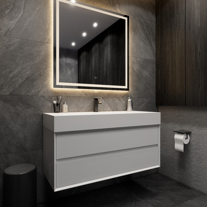 Max 48" Wall Mounted Bathroom Vanity with Reinforced Acrylic Integrated Sink Top
