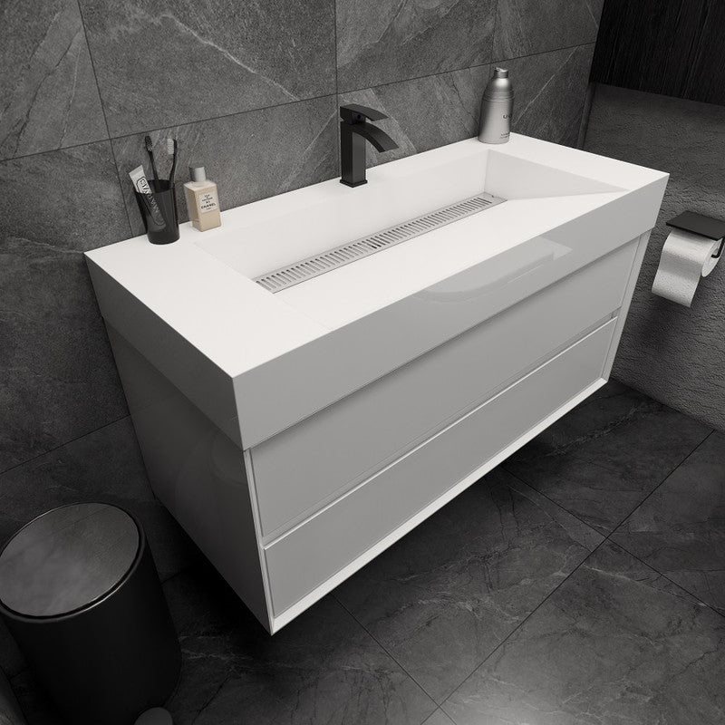 Max 48" Wall Mounted Bathroom Vanity with Reinforced Acrylic Integrated Sink Top