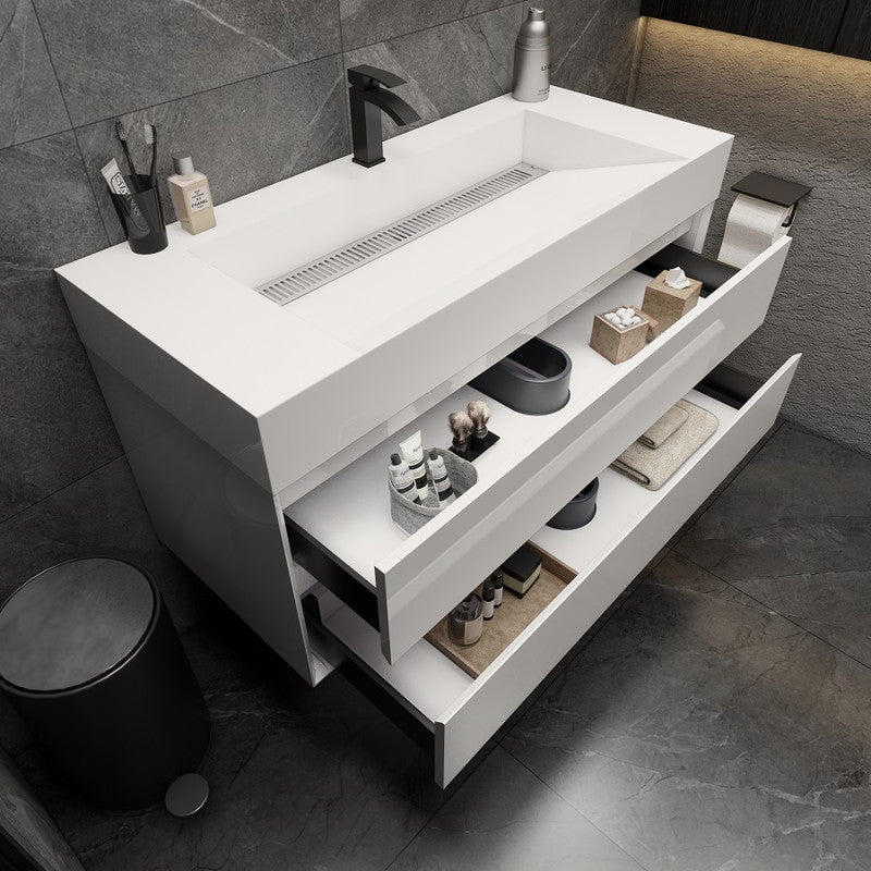 Max 48" Wall Mounted Bathroom Vanity with Reinforced Acrylic Integrated Sink Top