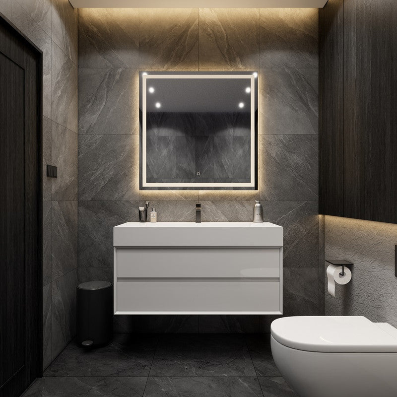 Max 48" Wall Mounted Bathroom Vanity with Reinforced Acrylic Integrated Sink Top