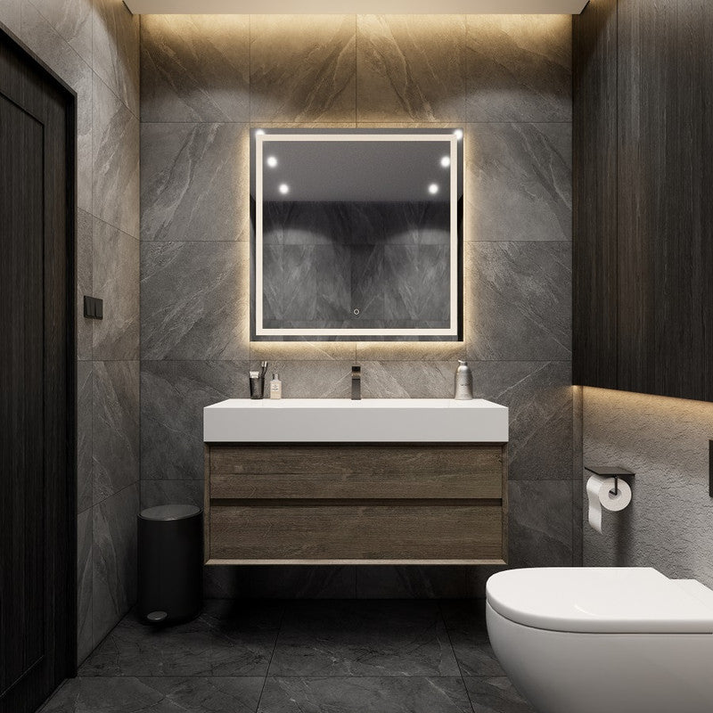 Max 48" Wall Mounted Bathroom Vanity with Reinforced Acrylic Integrated Sink Top