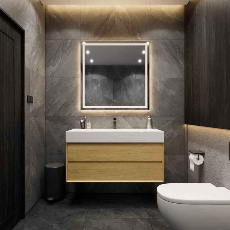 Max 48" Wall Mounted Bathroom Vanity with Reinforced Acrylic Integrated Sink Top