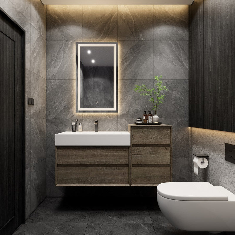 Max 56" Wall Mounted Bathroom Vanity with Reinforced Acrylic Integrated Sink Top and Linen Cabinet