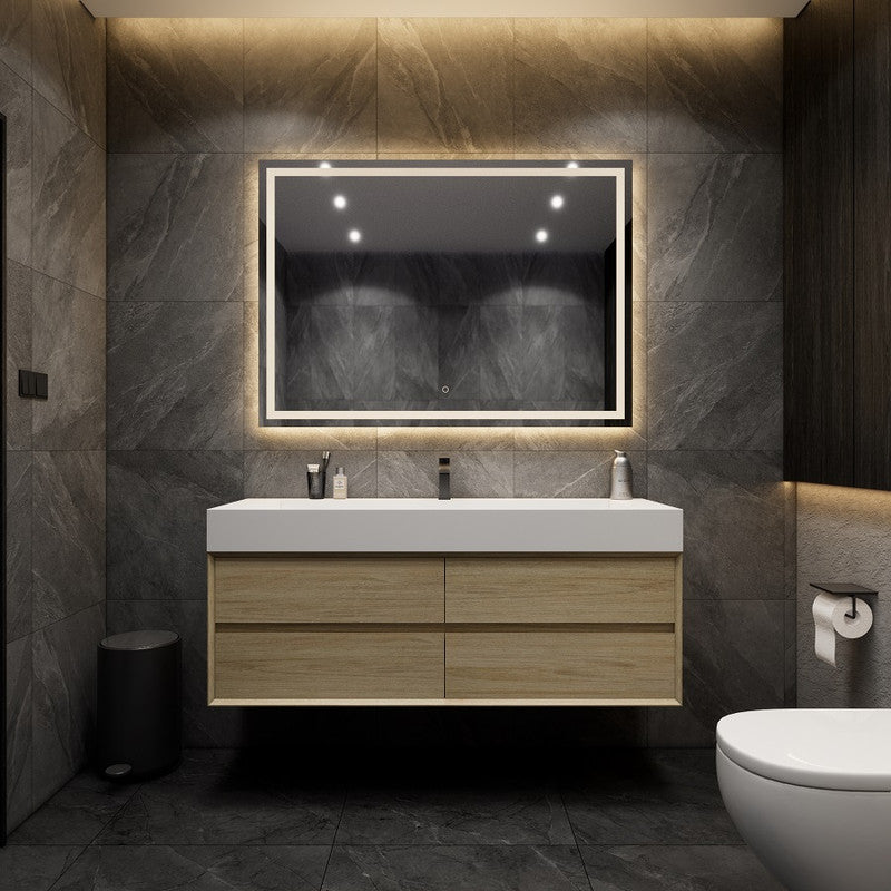 Max 60" Wall Mounted Bathroom Vanity with Reinforced Acrylic Integrated Sink Top