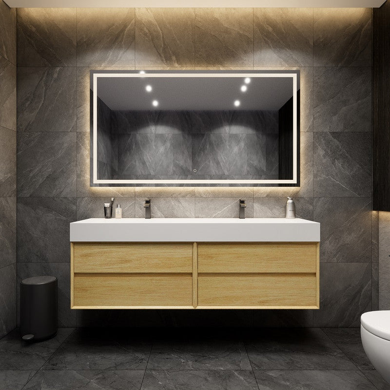 Max 72" Wall Mounted Bathroom Vanity with Reinforced Acrylic Integrated Sink Top