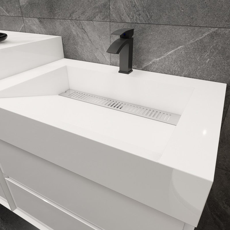 Max 68" Wall Mounted Bathroom Vanity with Reinforced Acrylic Integrated Sink Top and Center Linen Cabinet