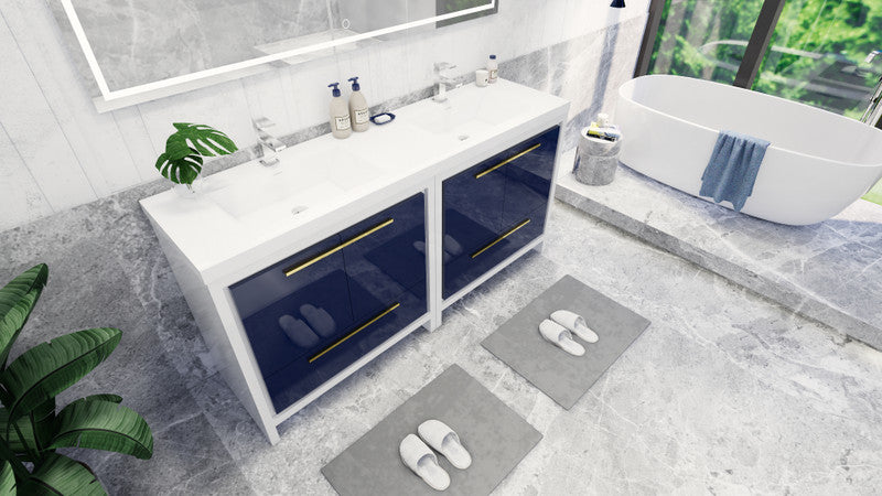 Dolce 72" Freestanding Bathroom Vanity with Reinforced Acrylic Integrated Sink Top