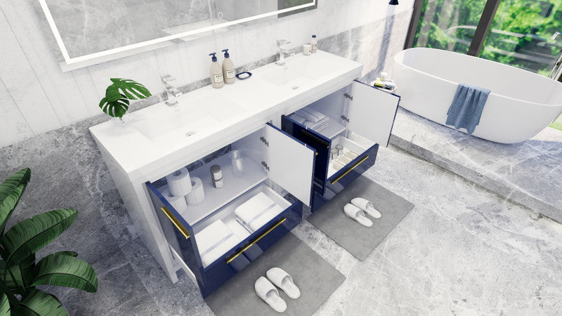 Dolce 72" Freestanding Bathroom Vanity with Reinforced Acrylic Integrated Sink Top
