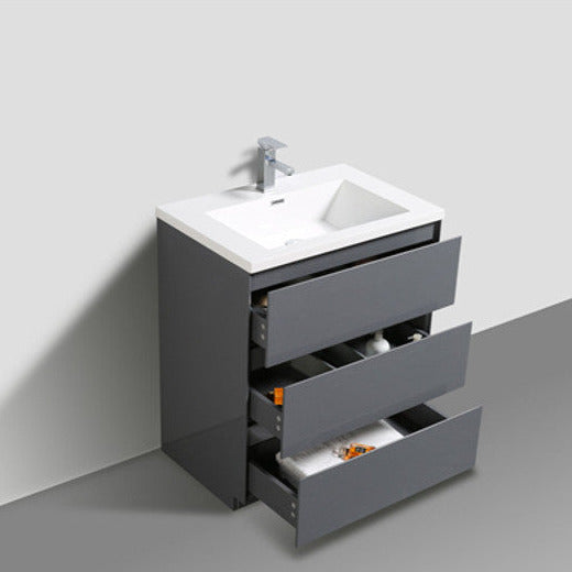 Angeles 30" Freestanding Bathroom Vanity with Reinforced Acrylic Integrated Sink Top