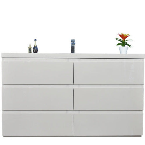 Angeles 60" Freestanding Bathroom Vanity with Reinforced Acrylic Integrated Sink Top