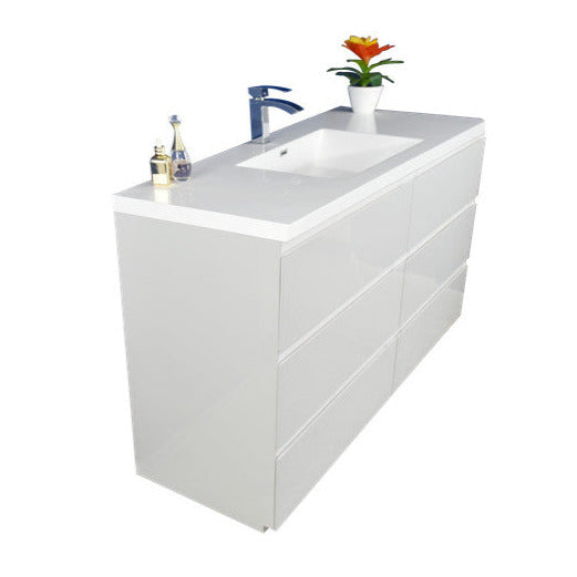 Angeles 60" Freestanding Bathroom Vanity with Reinforced Acrylic Integrated Sink Top