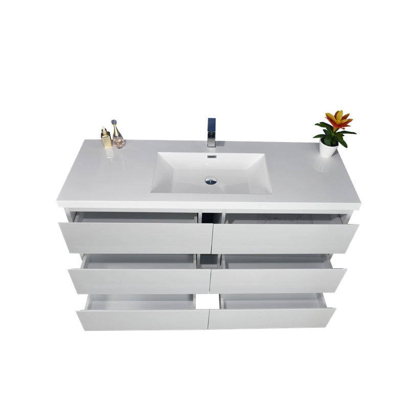 Angeles 60" Freestanding Bathroom Vanity with Reinforced Acrylic Integrated Sink Top
