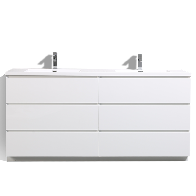 Angeles 72" Freestanding Bathroom Vanity with Reinforced Acrylic Integrated Sink Top