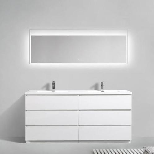 Angeles 72" Freestanding Bathroom Vanity with Reinforced Acrylic Integrated Sink Top