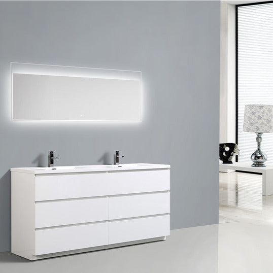 Angeles 72" Freestanding Bathroom Vanity with Reinforced Acrylic Integrated Sink Top