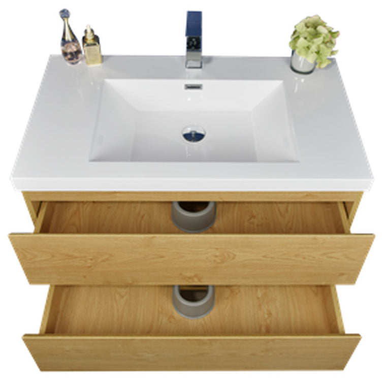 Bohemia Lina 36" Wall Mounted Bathroom Vanity with Reinforced Acrylic Integrated Sink Top