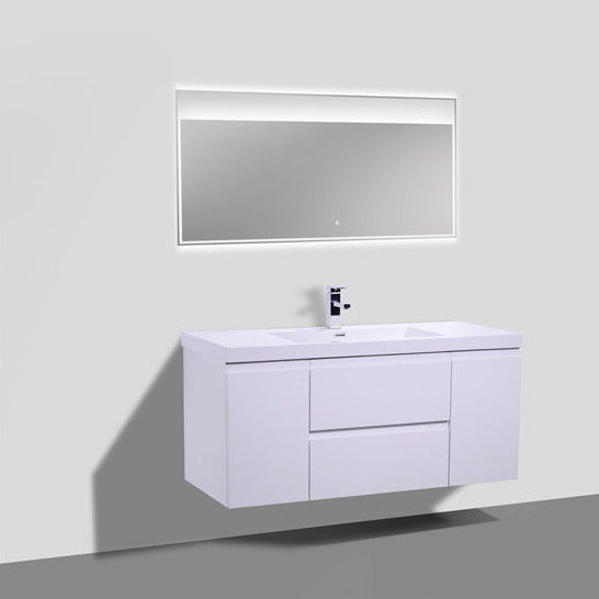 Bohemia Lina 48" Wall Mounted Bathroom Vanity with Reinforced Acrylic Integrated Sink Top