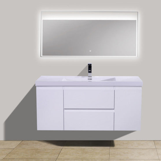 Bohemia Lina 48" Wall Mounted Bathroom Vanity with Reinforced Acrylic Integrated Sink Top