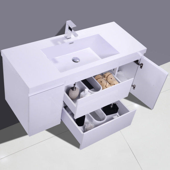 Bohemia Lina 48" Wall Mounted Bathroom Vanity with Reinforced Acrylic Integrated Sink Top