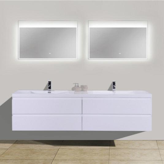Bohemia Lina 72" Wall Mounted Bathroom Vanity with Reinforced Acrylic Integrated Sink Top