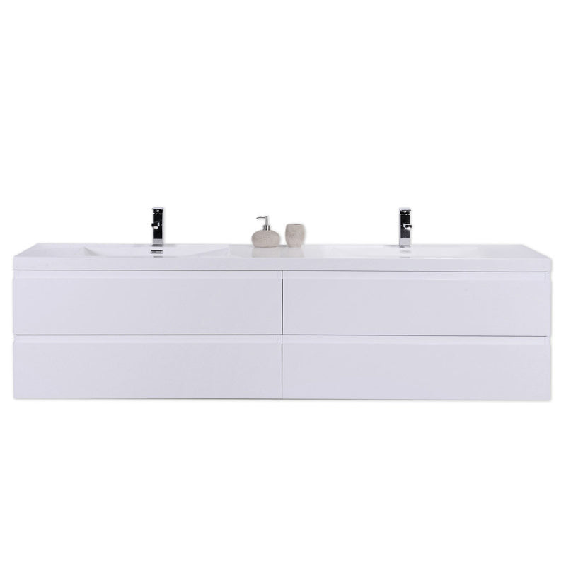 Bohemia Lina 72" Wall Mounted Bathroom Vanity with Reinforced Acrylic Integrated Sink Top