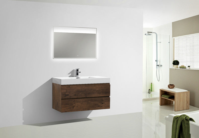 Fortune 42" Wall Mounted Bathroom Vanity with Reinforced Acrylic Integrated Sink Top