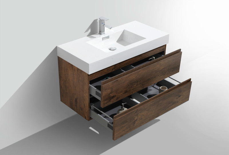 Fortune 42" Wall Mounted Bathroom Vanity with Reinforced Acrylic Integrated Sink Top