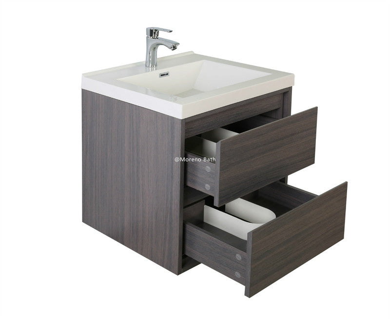 Sage 24" Wall Mounted Bathroom Vanity with Acrylic Integrated Sink Top