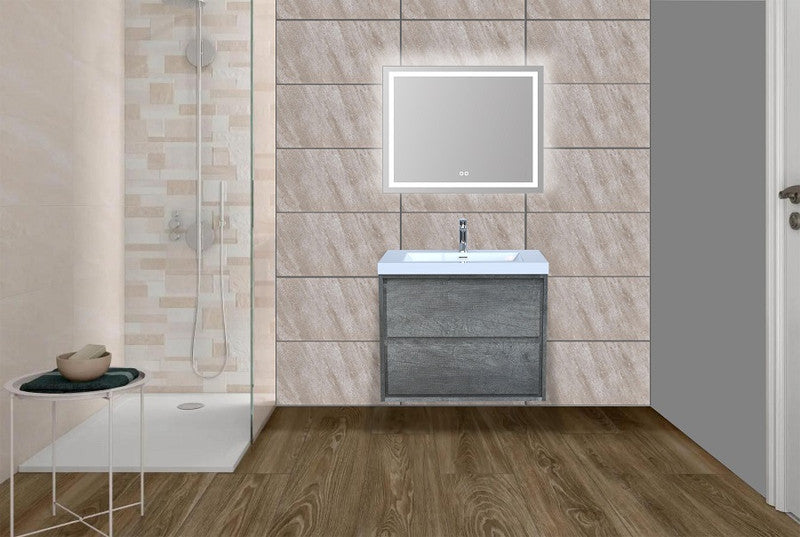 Sage 36" Wall Mounted Bathroom Vanity with Reinforced Acrylic Integrated Sink Top