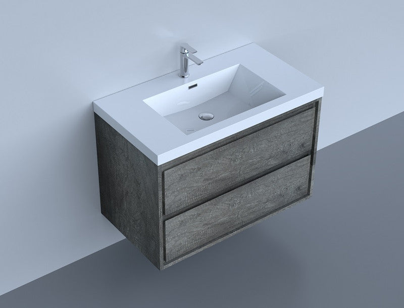 Sage 36" Wall Mounted Bathroom Vanity with Reinforced Acrylic Integrated Sink Top